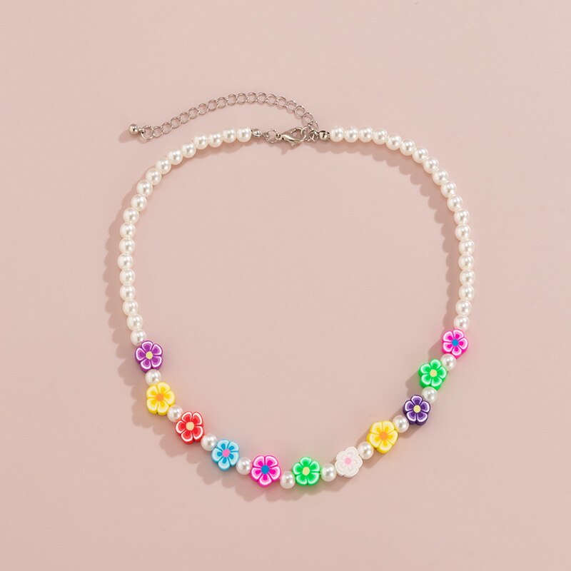 Ethnic Rural Colorful Clay Heart Star Flower Pearls Choker Necklace Women Beaded Mantra Necklaces Collar Jewelry Collier Femme