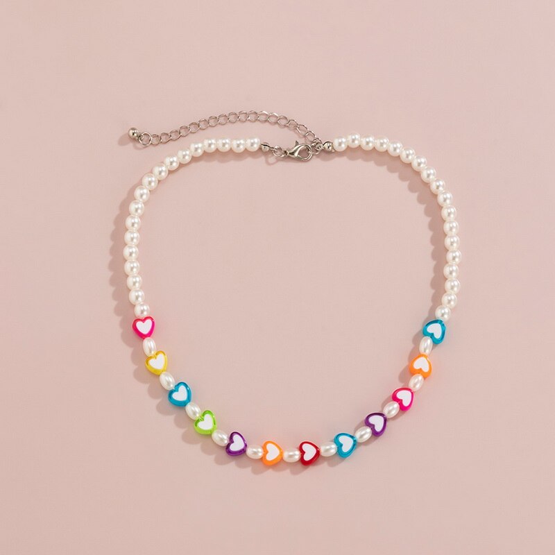 Ethnic Rural Colorful Clay Heart Star Flower Pearls Choker Necklace Women Beaded Mantra Necklaces Collar Jewelry Collier Femme