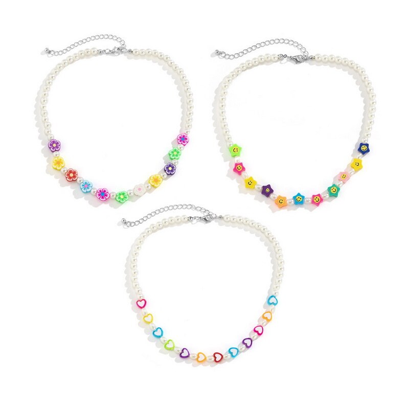 Ethnic Rural Colorful Clay Heart Star Flower Pearls Choker Necklace Women Beaded Mantra Necklaces Collar Jewelry Collier Femme