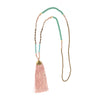 Ethnic Style Beaded Long Necklace Women Charm Mala Jewelry Yoga Tassel Pendant Clothes Accessories