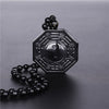 Ethnic Style Black Obsidian Taiji Gossip Pendant Necklace Yin Yang Chinese BAGUA  Bead Chain Necklace Jewelry For Woman Men