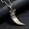 Ethnic Style Brave Men Wolf Loong Tooth Spike Pendant Necklace Stainless Steel Male Pendant Necklaces For Warrior Adult Ceremony