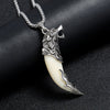 Ethnic Style Brave Men Wolf Loong Tooth Spike Pendant Necklace Stainless Steel Male Pendant Necklaces For Warrior Adult Ceremony