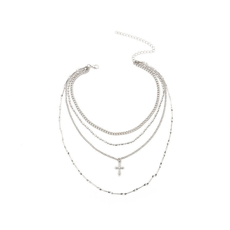 Ethnic Vintage Multilayer Crystal Choker Necklaces For Women Summer Trendy Selling Statement Necklace Kolye Bijoux