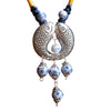 Ethnic style Handmade blue and white porcelain bead Sweater chain pendant necklace N478