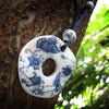 Ethnic style Handmade blue and white porcelain bead Sweater chain pendant necklace N478