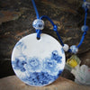 Ethnic style Handmade blue and white porcelain bead Sweater chain pendant necklace N478