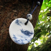 Ethnic style Handmade blue and white porcelain bead Sweater chain pendant necklace N478