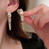 Europe America Jewelry 14K Gold plated Copper Zircon Animal Snake Earrings Elegant Women's Daily Work Accessories
