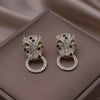 Europe America Jewelry Exquisite Copper Colorful Zircon Big Leopard Round Earrings Elegant Women's Party Accessories