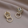 Europe America Jewelry Exquisite Copper Colorful Zircon Big Leopard Round Earrings Elegant Women's Party Accessories