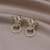 Europe America Jewelry Exquisite Copper Colorful Zircon Big Leopard Round Earrings Elegant Women's Party Accessories