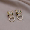 Europe America Jewelry Exquisite Copper Colorful Zircon Big Leopard Round Earrings Elegant Women's Party Accessories