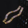 Europe America Jewelry  Full Square Colorful Zircon Long Earrings Elegant Women's Wedding Party Accessories