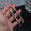 Europe America Jewelry  Full Square Colorful Zircon Long Earrings Elegant Women's Wedding Party Accessories