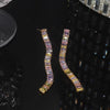 Europe America Jewelry  Full Square Colorful Zircon Long Earrings Elegant Women's Wedding Party Accessories