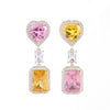 Europe America Selling Jewelry 14K Gold plated Square Love Zircon Earrings  Women's Wedding Party Accessories