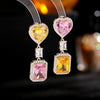 Europe America Selling Jewelry 14K Gold plated Square Love Zircon Earrings  Women's Wedding Party Accessories