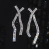 Europe America Selling Jewelry  Full Square Zircon Cross Long Earrings Elegant Women Wedding Party Accessories