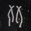 Europe America Selling Jewelry  Full Square Zircon Cross Long Earrings Elegant Women Wedding Party Accessories