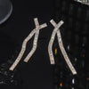 Europe America Selling Jewelry  Full Square Zircon Cross Long Earrings Elegant Women Wedding Party Accessories