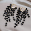 Europe America selling Jewelry  Black Crystal Long Tassel Love Earrings Elegant Women's Prom Party Accessories