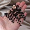 Europe America selling Jewelry  Black Crystal Long Tassel Love Earrings Elegant Women's Prom Party Accessories