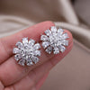 Europe America Jewelry 14 Gold Plating  Water Drop Zircon Flower Earrings Elegant Women's Party Accessories