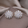 Europe America Jewelry 14 Gold Plating  Water Drop Zircon Flower Earrings Elegant Women's Party Accessories