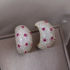 Europe America jewelry 18K gold plating  C-shaped zircon earrings elegant women's wedding party accessories