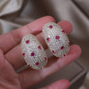 Europe America jewelry 18K gold plating  C-shaped zircon earrings elegant women's wedding party accessories