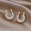 Europe America jewelry copper inlaid zircon 14K gold plated round earrings elegant women's daily work accessories