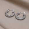 Europe America jewelry copper inlaid zircon 14K gold plated round earrings elegant women's daily work accessories