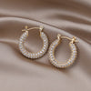 Europe America jewelry copper inlaid zircon 14K gold plated round earrings elegant women's daily work accessories