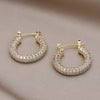 Europe America jewelry copper inlaid zircon 14K gold plated round earrings elegant women's daily work accessories