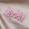 Europe Jewelry 14K Gold plated Exaggerated Four leaf Grass Zircon Earrings  Women's Wedding Party Accessories