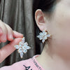 Europe Jewelry 14K Gold plated Exaggerated Four leaf Grass Zircon Earrings  Women's Wedding Party Accessories