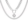 Europe and America Jewelry Double Chain Love Heart Pendant Necelace Punk Street Thick Chain Sweater Choker Necklace