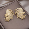 Europe and America Design Jewelry 18K Gold plated Woven Metal Geometry Earrings Modern Women's Evening Accessories