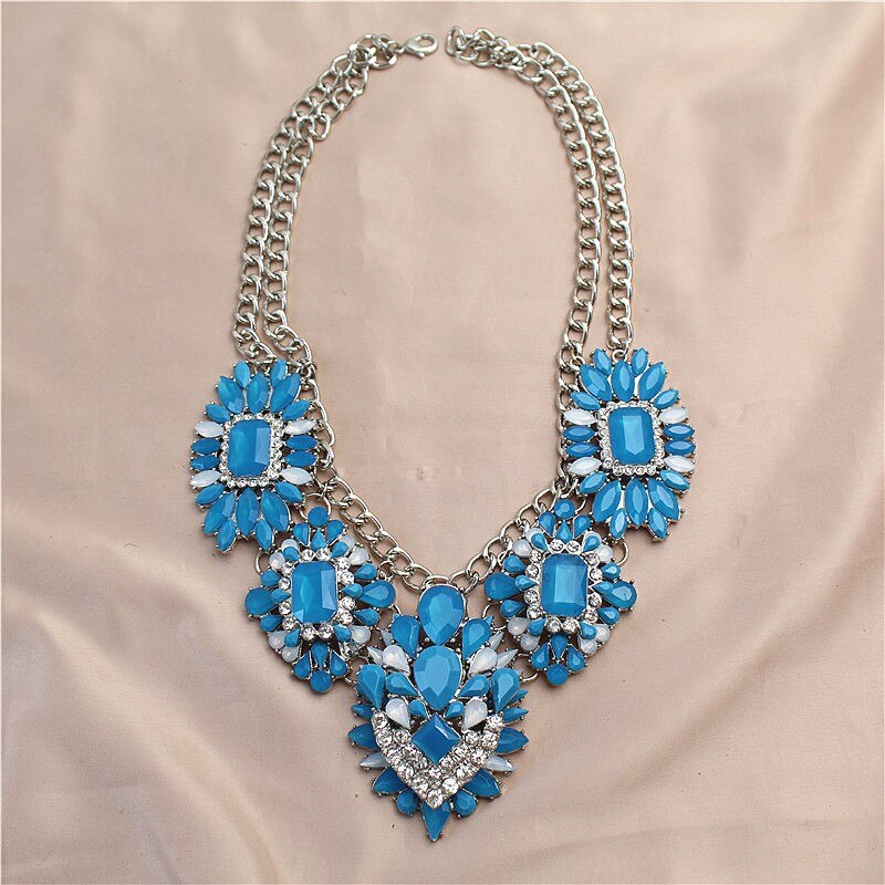 Europe and the United States heavy industry ablaze color crystal big money tide exaggerated female necklace