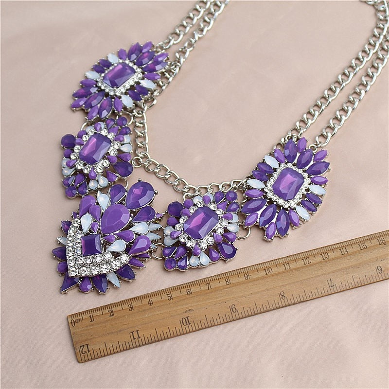 Europe and the United States heavy industry ablaze color crystal big money tide exaggerated female necklace