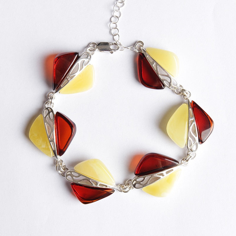 Europe and the United States simple drop-shaped 925 sterling silver inlaid 100% natural amber beeswax Bracelets female models