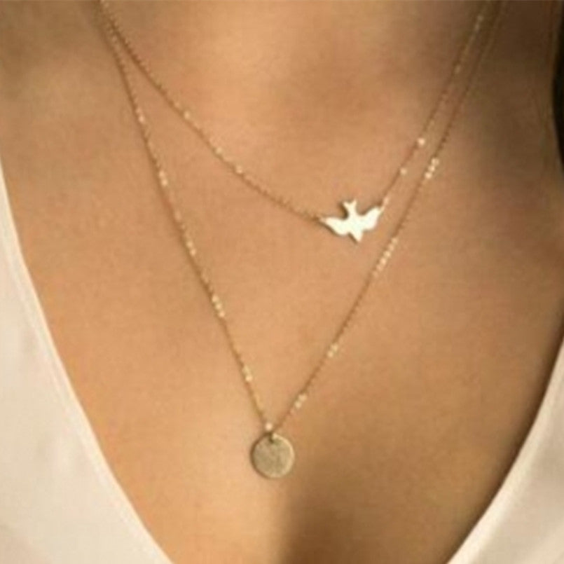 Europe and the United States trade handmade jewelry summer simple fine wild lady double peace dove necklace ornaments