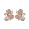 Europe jewelry 18K gold plated copper zircon exaggerated flower earrings  women's wedding party accessories