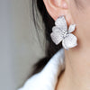 Europe jewelry 18K gold plated copper zircon exaggerated flower earrings  women's wedding party accessories