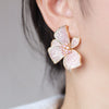 Europe jewelry 18K gold plated copper zircon exaggerated flower earrings  women's wedding party accessories