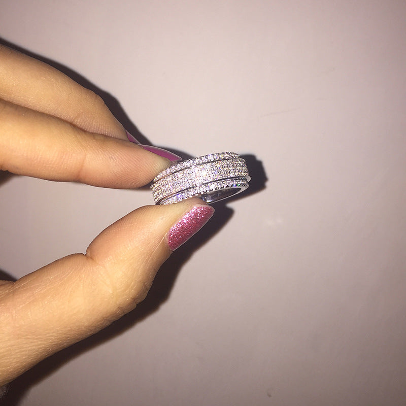 European 925 Sterling silver Rotatable Female Crystal from Swarovski Simple Temperament Couple ring fashion jewelry