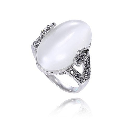 European 925 silver Opal ring RING Female Crystal from Swarovski Simple Retro punk ring Anti-allergic Christmas gift