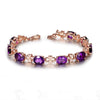 European American Luxury Natural Amethyst Women's Bracelet 18K Gold Inlaid Zircon Colored Gemstone Jewelry 925 Sterling Silver