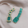 European American Design Jewelry Long Square Green Cracked Zircon Earrings  Women's Wedding Party Accessories